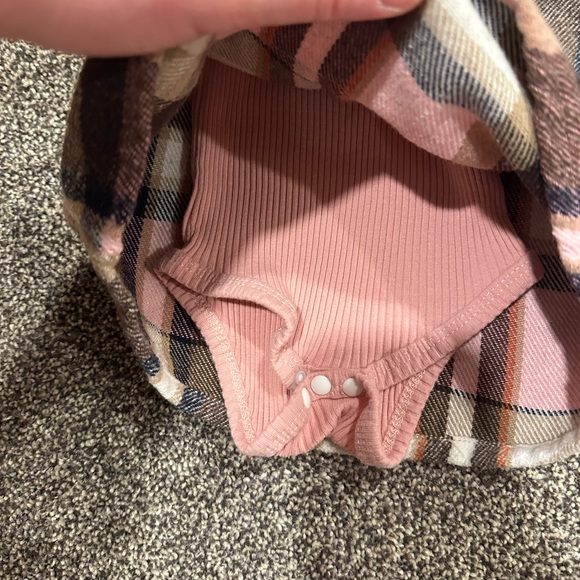 Plaid Pink and Brown Kids Pinafore Dress - Picture 2 of 3